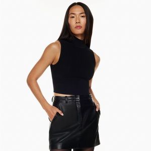 Babaton Sculpt Knit Mockneck Tank in red